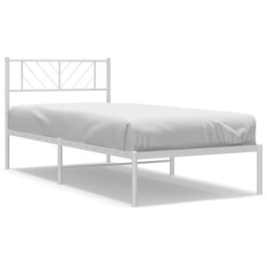 vidaXL Cadre de lit métal sans matelas avec tête de lit blanc 75x190cm