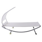 Bain de soleil 2 places lit de jardin design contemporain toit réglable 2 roulettes 2 oreillers acier époxy polyester crème