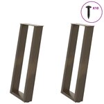 vidaXL Pieds de table console en U  2 pièces  acier naturel  28 x (72-73) cm