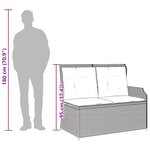 vidaXL Banc inclinable de jardin avec coussins gris résine tressée