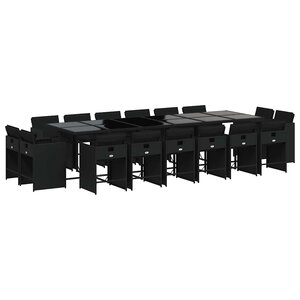 vidaXL Ensemble à manger de jardin coussins 17 Pièces résine tressée