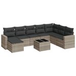 vidaXL Salon de jardin 9 Pièces avec coussins gris clair résine tressée
