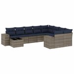 vidaXL Salon de jardin 10 Pièces avec coussins gris résine tressée