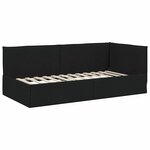 vidaXL Cadre de lit d'angle avec tête de lit Noir 100 x 200 cm tissu