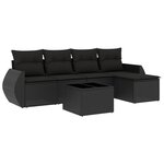 vidaXL Salon de jardin 6 Pièces avec coussins noir résine tressée