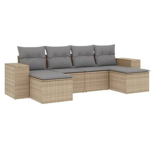 vidaXL Salon de jardin avec coussins 6 Pièces beige résine tressée