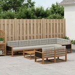 vidaXL Ensemble de canapés d'extérieur 9 Pièces Naturel et Gris clair
