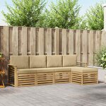 vidaXL Ensemble de canapés d'extérieur 5 Pièces Blanc et Beige Polyester