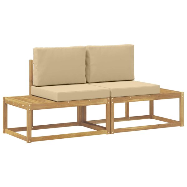 vidaXL Canapé d'extérieur en bout 2 Pièce Blanc Bois d'Acacia Massif