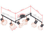 Vidaxl plafonnier avec 6 projecteurs e14 noir et cuivre