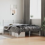 vidaXL Cadre de lit métal avec tête de lit blanc 140x190 cm