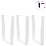 vidaXL Pieds de table à manger en forme de V  3 pièces  blanc  70 x (72-73 3) cm  acier