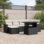 vidaXL Salon de jardin 7 Pièces avec coussins noir résine tressée