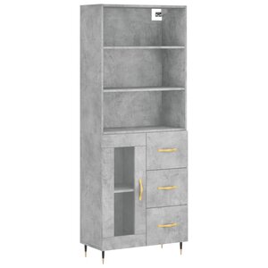 vidaXL Buffet haut Gris béton 69 5x34x180 cm Bois d'ingénierie
