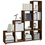 vidaXL Bibliothèque escalier Chêne fumé 142 cm Bois d'ingénierie