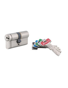 THIRARD - Cylindre de serrure double entrée T2  40x40mm  nickel  anti-arrachement  anti-perçage  5 clés SANS Fonction urgence - THIRARD