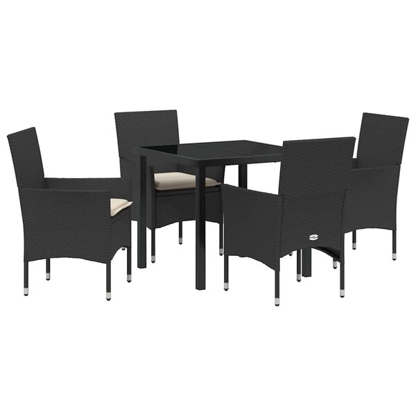 vidaXL Ensemble de salle à manger pour jardin 5 Pièces Noir polyrotin