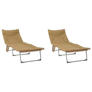 vidaXL Transat pliant avec coussin 2 Pièces Beige