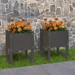 vidaXL Jardinières 2 Pièces Gris 40x40x52 5 cm Bois massif de pin