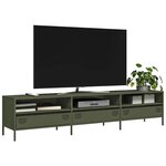vidaXL Meuble TV vert olive 202x39x43 5 cm acier laminé à froid