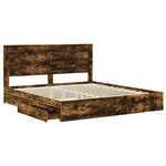 vidaXL Lit de Rangement Chêne fumé 180 x 200 cm Bois d'ingénierie