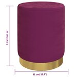 vidaXL Tabouret de rangement rond Violet Velours 31 x 37 cm