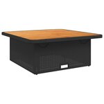 vidaXL Table de jardin noir 110x110x71cm résine tressée et bois acacia