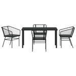vidaXL Ensemble de salle à manger pour jardin 5 Pièces Noir polyrotin