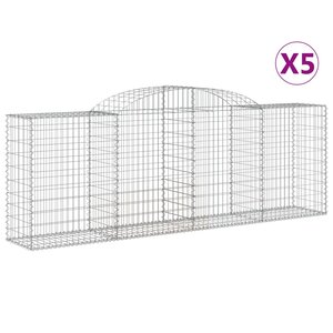 vidaXL Paniers à gabions arqués 5 Pièces 300x50x100/120 cm fer galvanisé