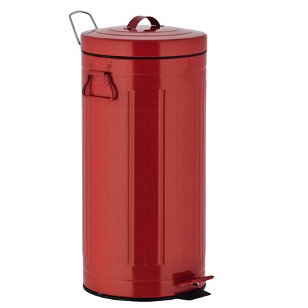 Poubelle de cuisine à pédale brooklyn rouge acier inoxydable 30 l