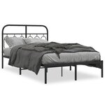 vidaXL Cadre de lit métal avec tête de lit noir 120x190 cm