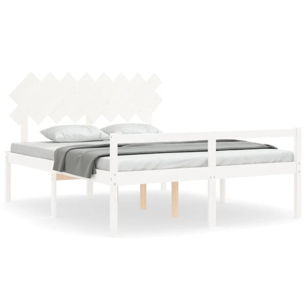 vidaXL Lit pour personne âgée sans matelas blanc 160x200cm bois massif