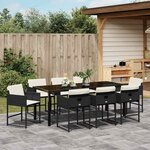 vidaXL Ensemble de salle à manger pour jardin 9 Pièces Noir polyrotin