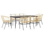 vidaXL Ensemble à manger jardin 7Pièces marron rpoly otin verre