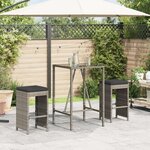 vidaXL Tabourets de bar jardin coussins lot de 2 gris résine tressée