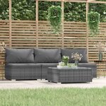 vidaXL Salon de jardin 4 Pièces avec coussins Gris Résine tressée