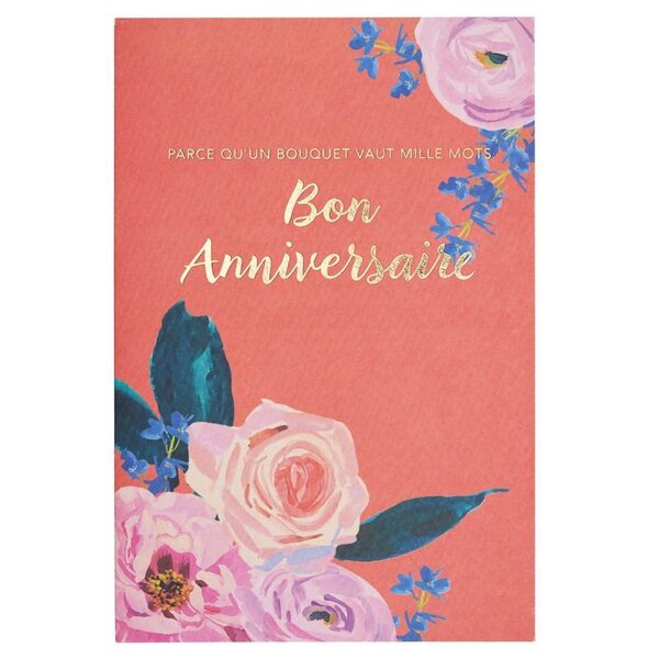 Carte bon anniversaire bouquet de roses - draeger paris