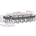 vidaXL Ensemble à manger de jardin 15 Pièces coussins gris résine tressée