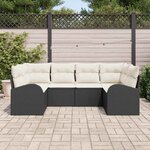 vidaXL Ensemble de canapé de jardin 6 Pièces Noir et Blanc polyrotin