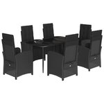 vidaXL Ensemble à manger de jardin coussins 7Pièces Noir Résine tressée