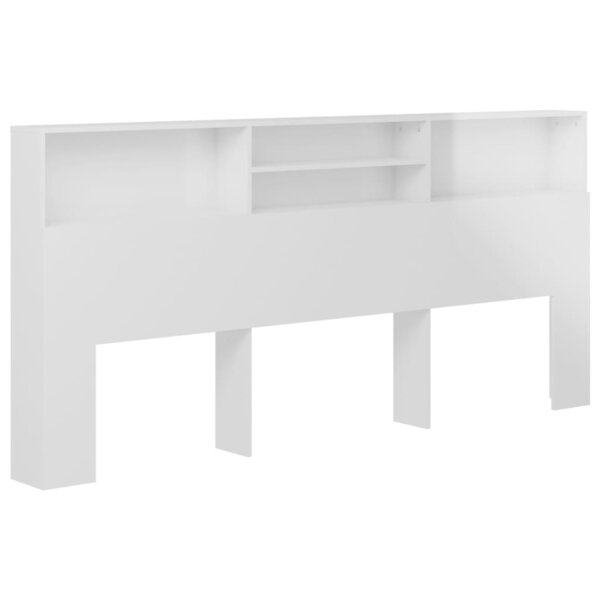 vidaXL Armoire de tête de lit Blanc brillant 220x19x103 5 cm