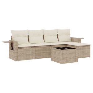 vidaXL Salon de jardin avec coussins 6 Pièces beige résine tressée