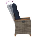 vidaXL Chaise de jardin inclinable 2 Pièces Gris et bleu marine polyrotin
