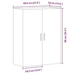 vidaXL Armoire murale chêne artisanal 69 5x34x90 cm