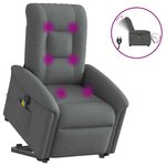 vidaXL Fauteuil inclinable de massage électrique Gris foncé Tissu