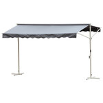 Store double pente manuel rétractable inclinaison réglable métal époxy blanc polyester imperméabilisé anti-UV gris dim. 3 95L x 2 98l x 2 55H m