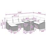 vidaXL Ensemble de canapé de jardin avec coussin 9 Pièces Gris et marine