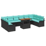 vidaXL Ensemble de canapé de jardin 11 Pièces Noir Poly rotin