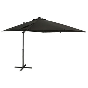 vidaXL Parasol déporté avec mât et lumières LED Noir 250 cm