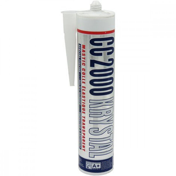 Mastic silicone cc2000 transparent spécial piscine. Krystal 290 ml